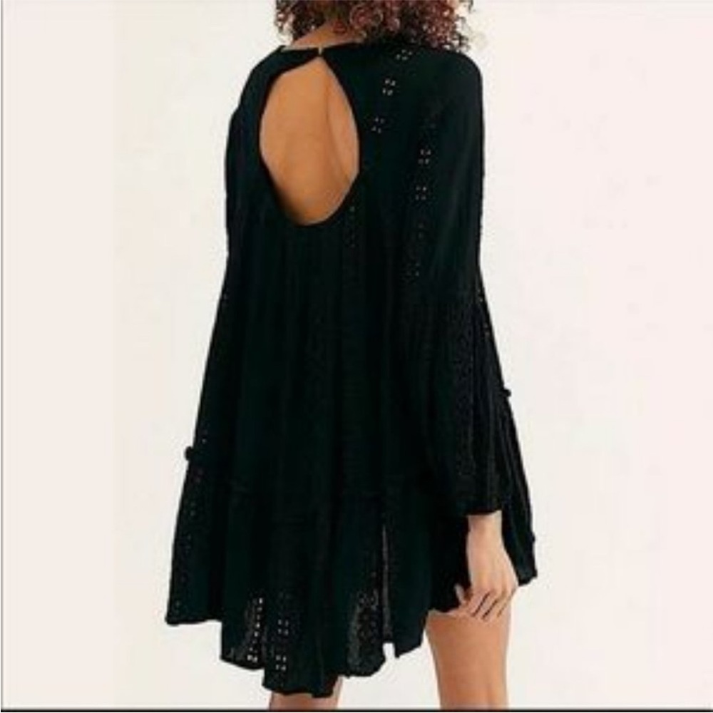 NWOT Free People Kiss Kiss black embroidered lace tunic top XS - Picture 3 of 7